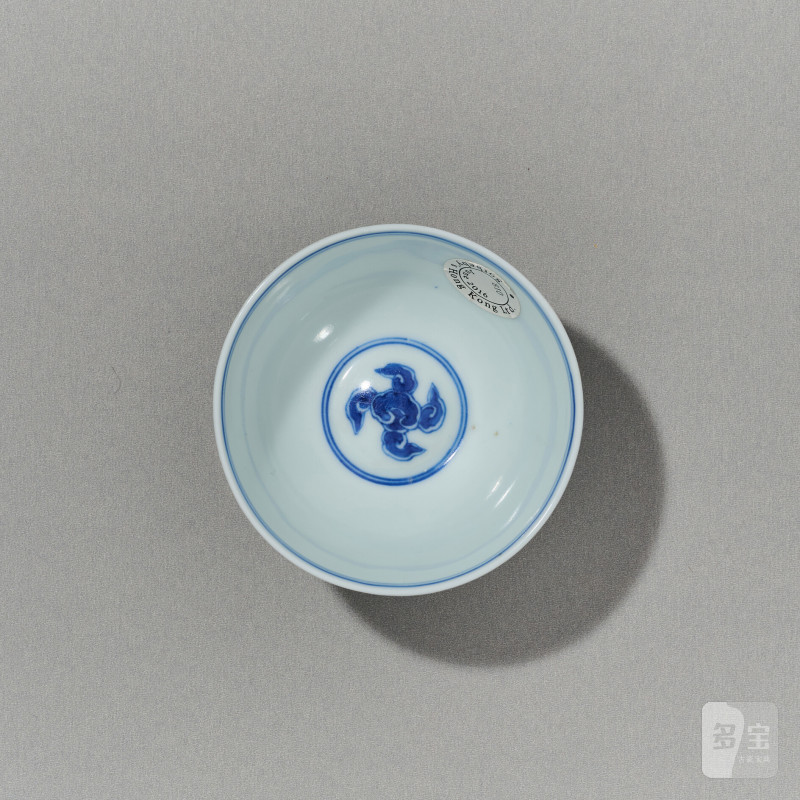 清康熙 青花祥云纹茶圆 - 图2